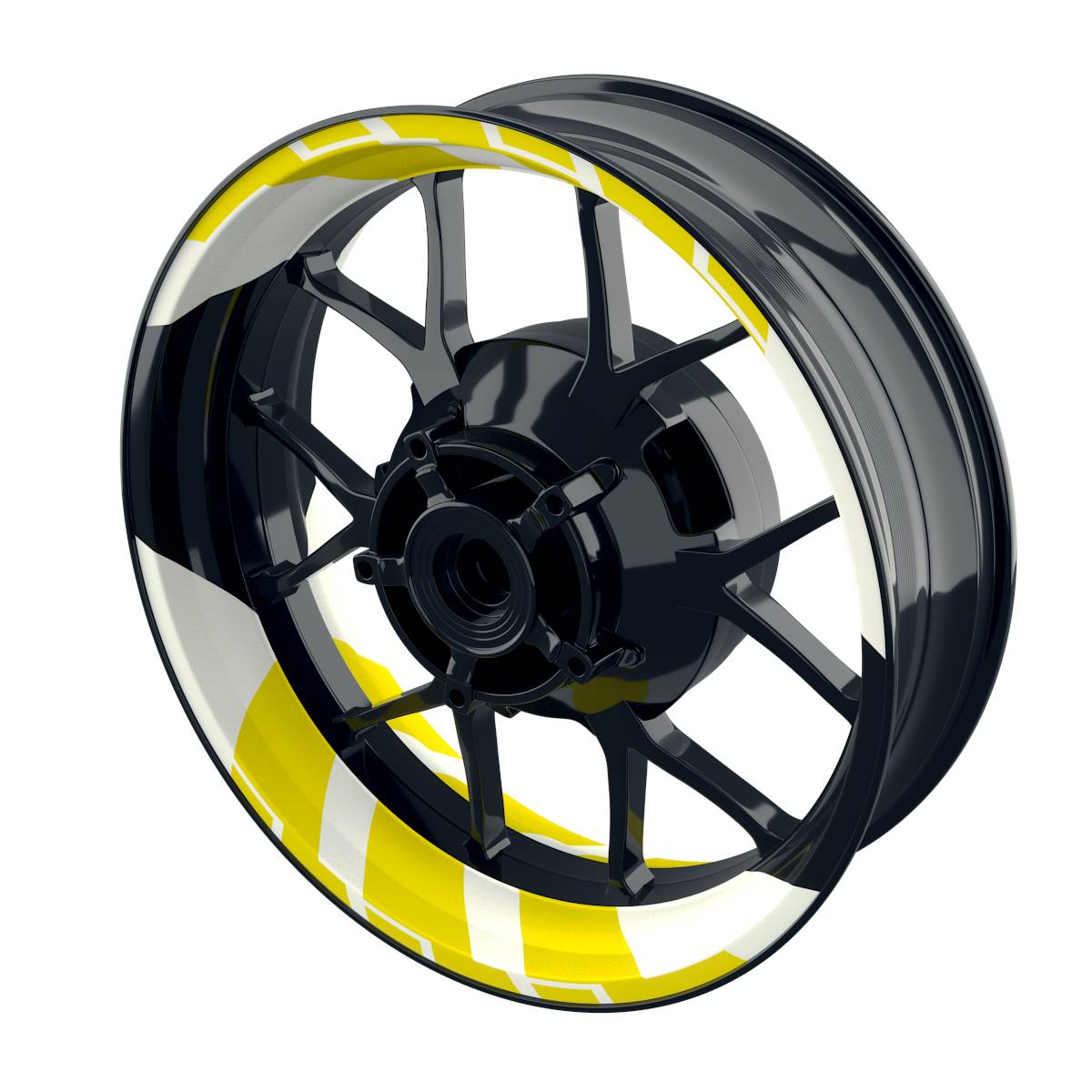 Felgenaufkleber Chainsaw weiss Wheelsticker Premium geteilt gelb