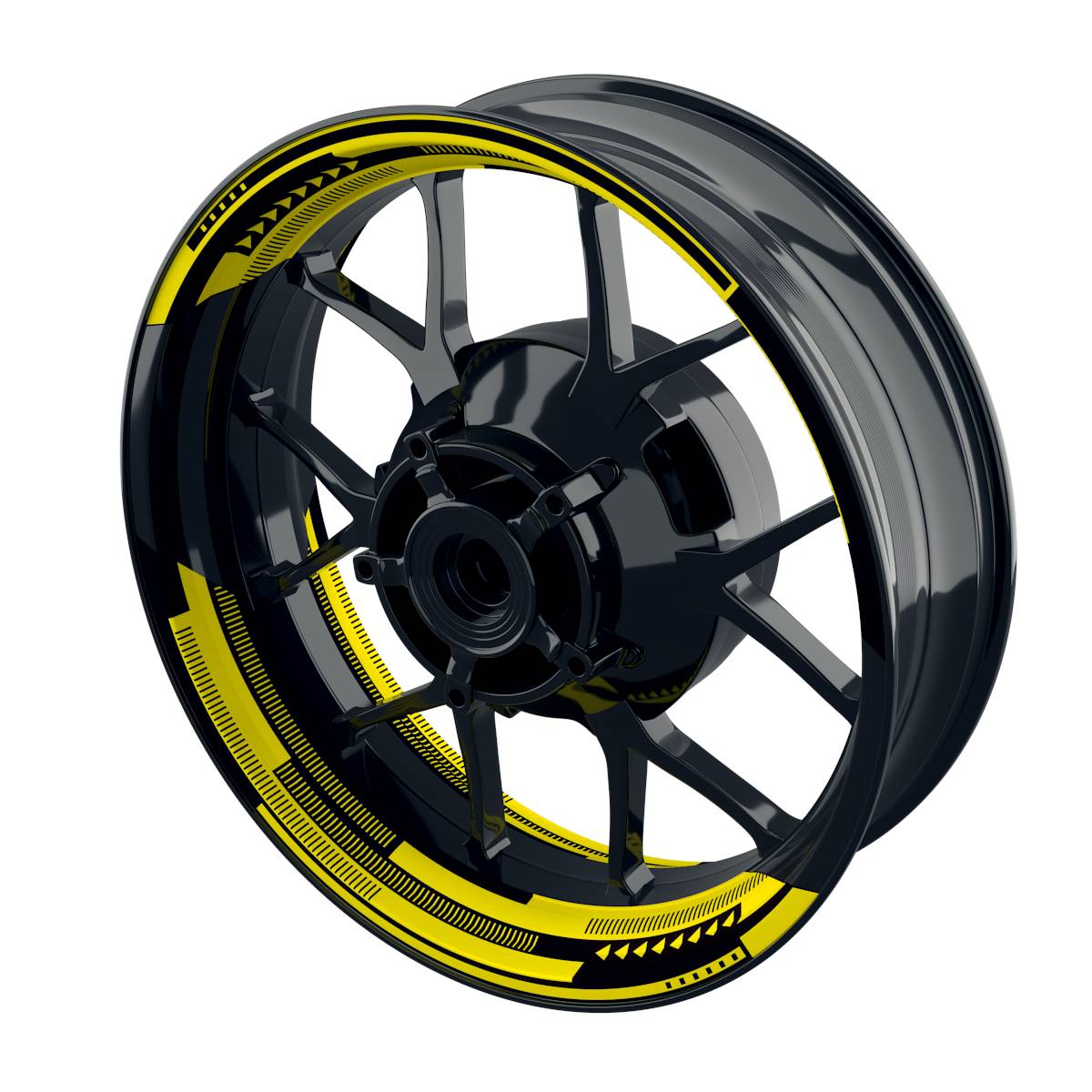 Felgenaufkleber Cybertech schwarz Wheelsticker Premium geteilt gelb