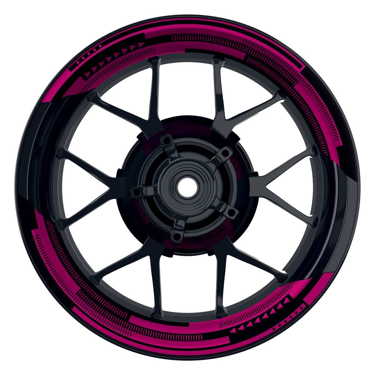 Felgenaufkleber Cybertech schwarz Wheelsticker Premium geteilt pink