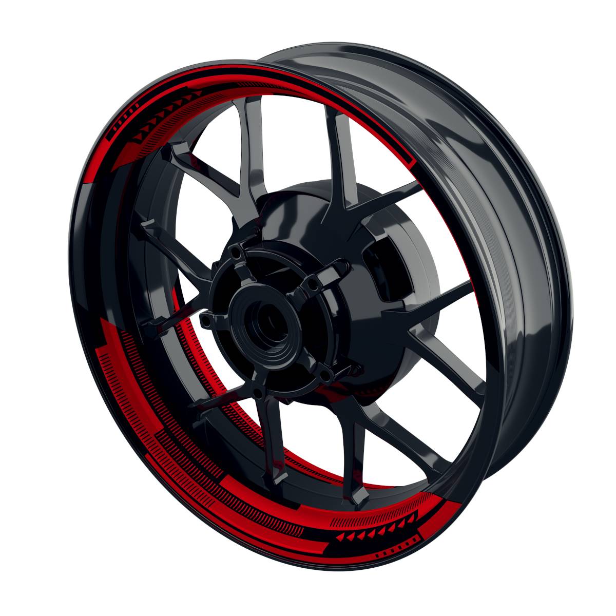 Felgenaufkleber Cybertech schwarz Wheelsticker Premium geteilt rot