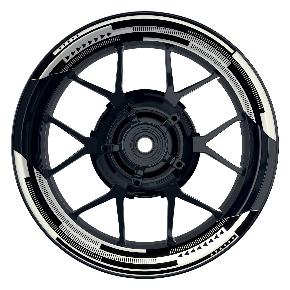 Felgenaufkleber Cybertech weiss Wheelsticker Premium geteilt schwarz