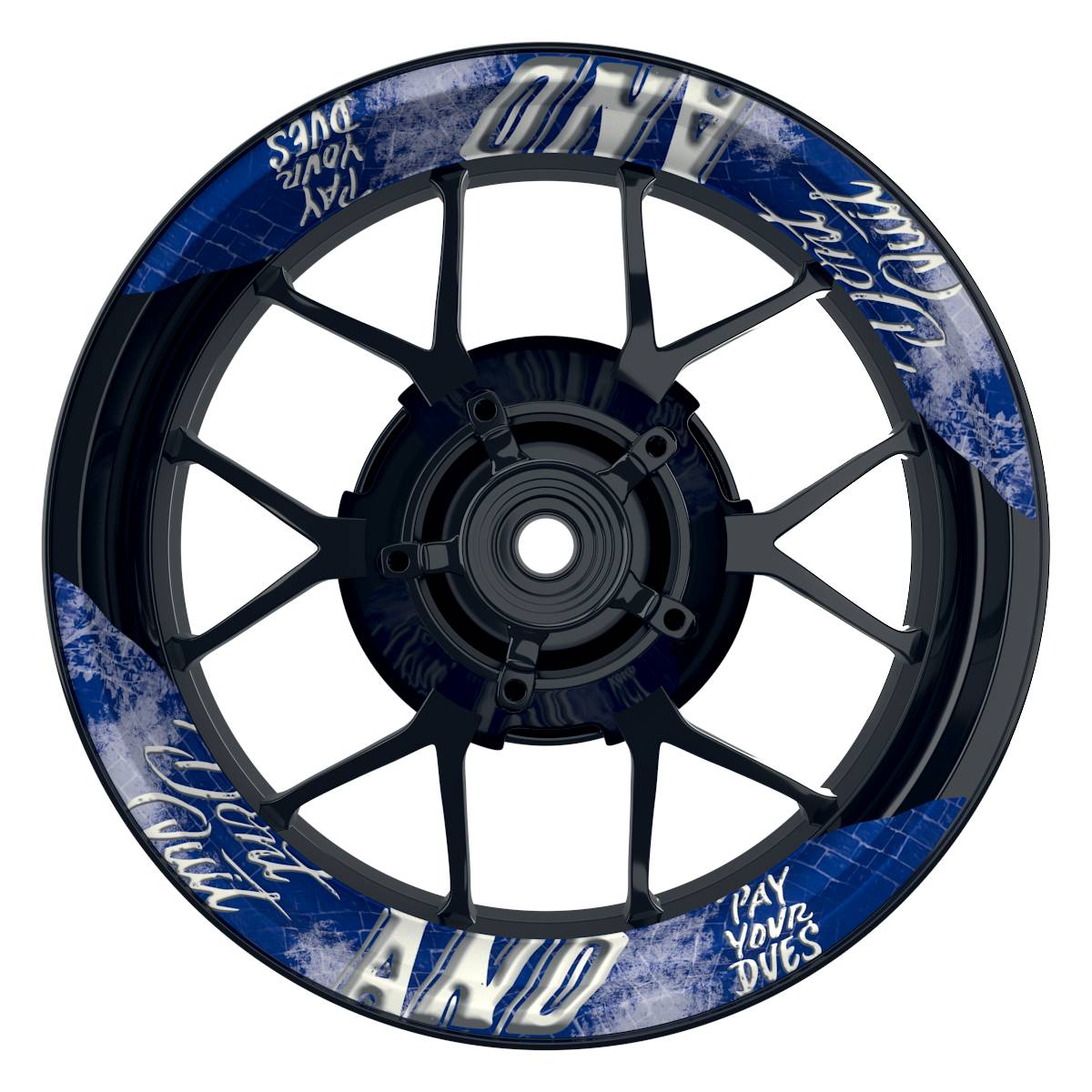 Felgenaufkleber Dontquit weiss Wheelsticker Premium geteilt blau
