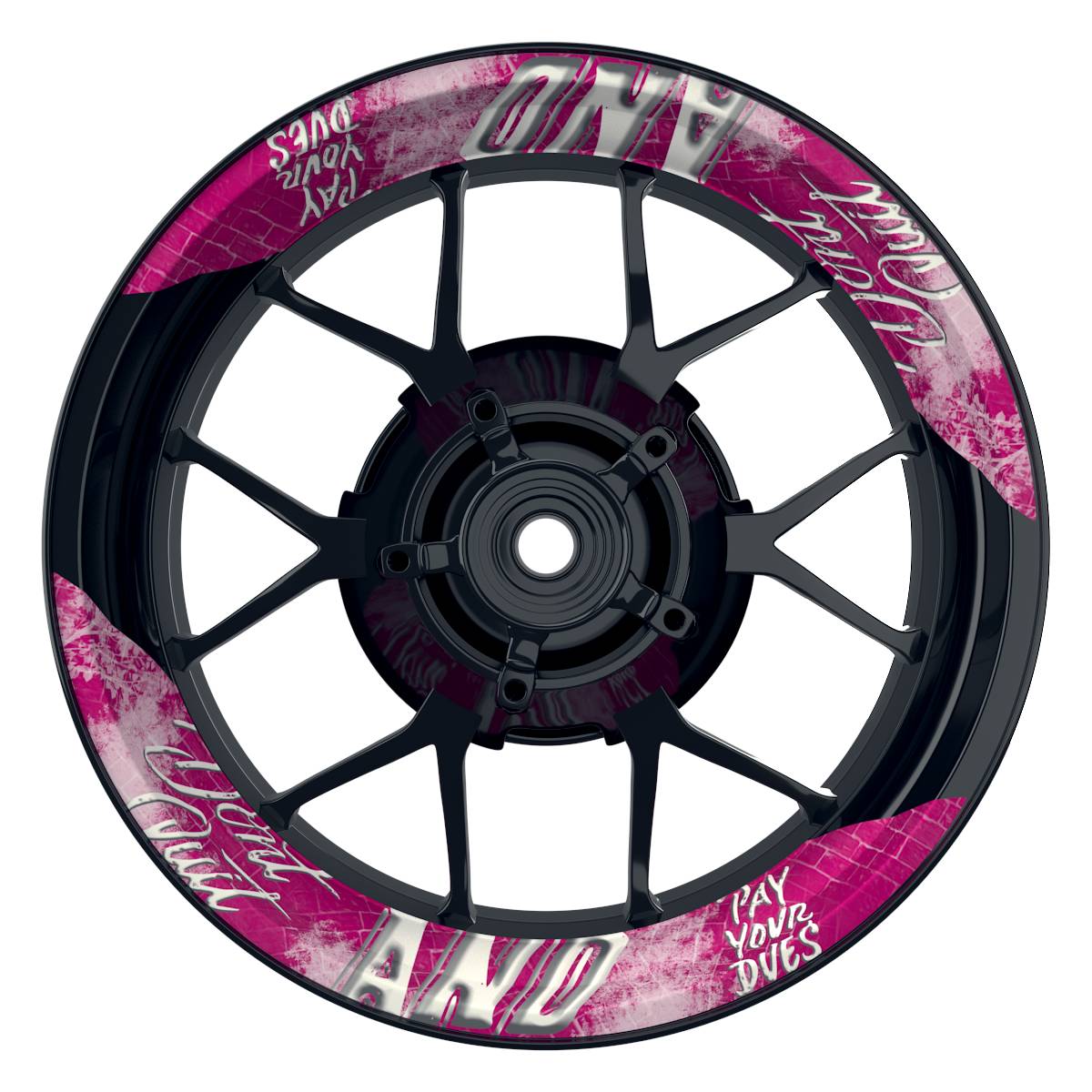 Felgenaufkleber Dontquit weiss Wheelsticker Premium geteilt pink