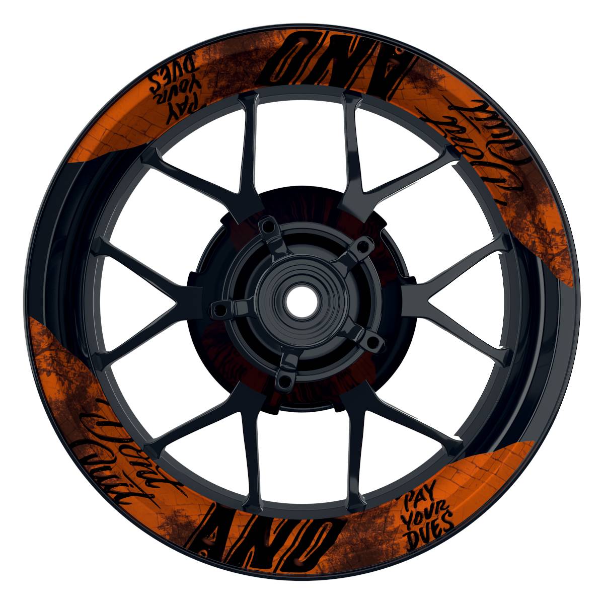 Felgenaufkleber Dontquit weiss Wheelsticker Premium geteilt orange