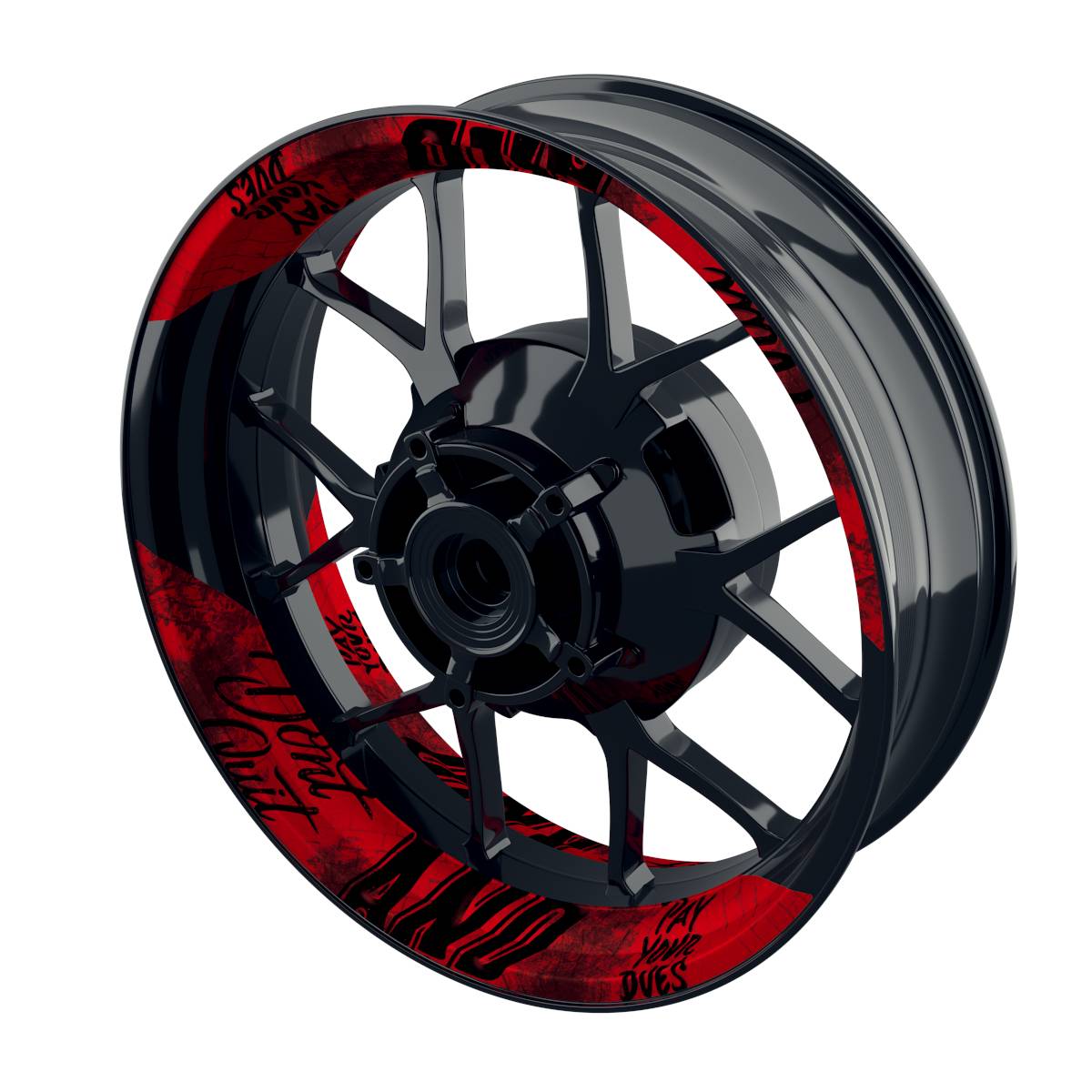 Felgenaufkleber Dontquit weiss Wheelsticker Premium geteilt rot
