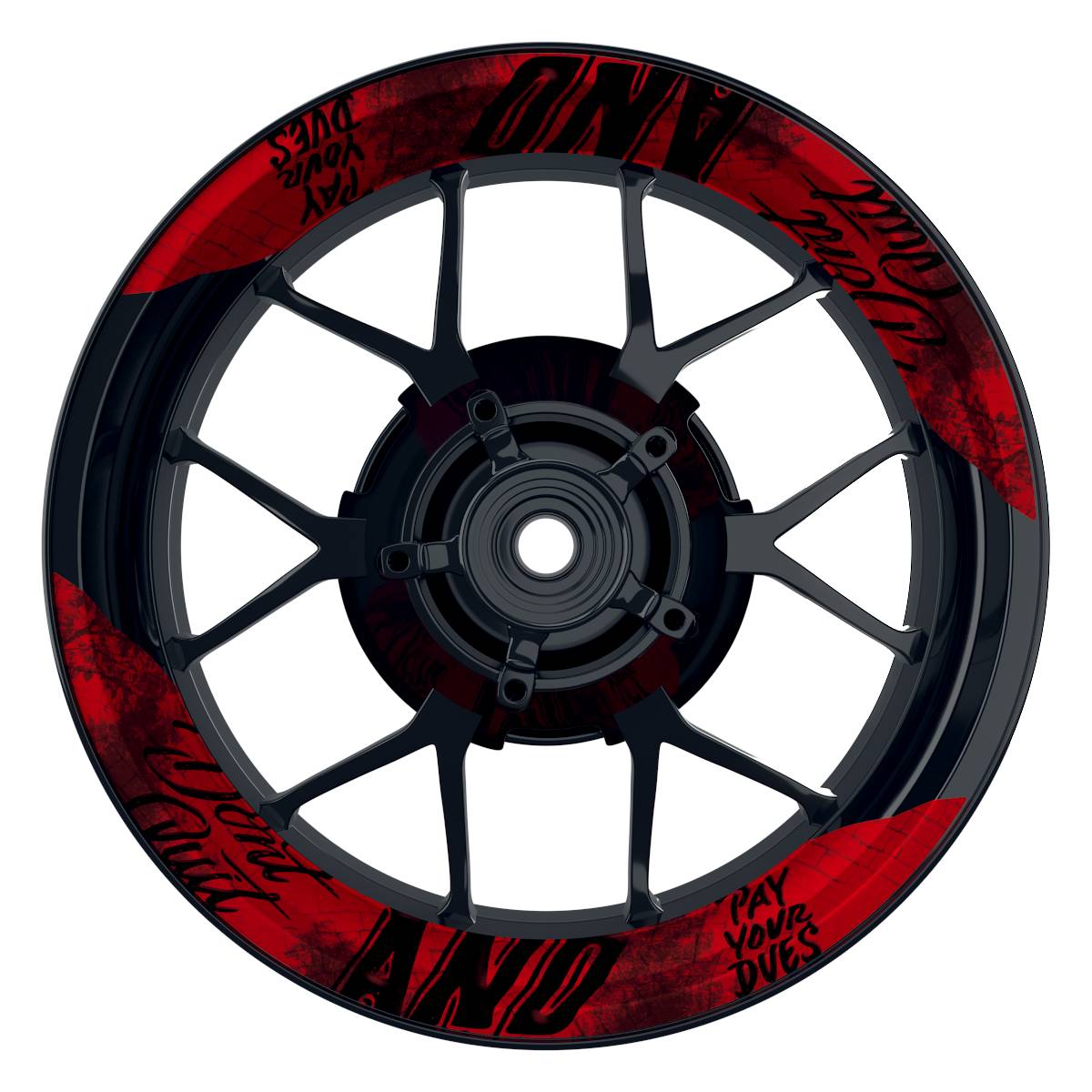 Felgenaufkleber Dontquit weiss Wheelsticker Premium geteilt rot