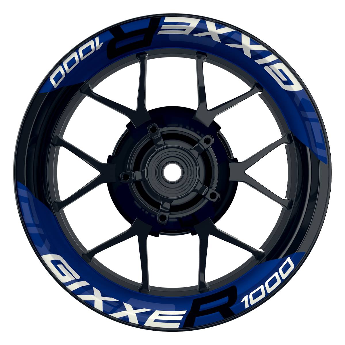 Suzuki GSXR 1000 Felgenaufkleber Gixxer 1000 einfarbig V2 Wheelsticker Premium geteilt blau