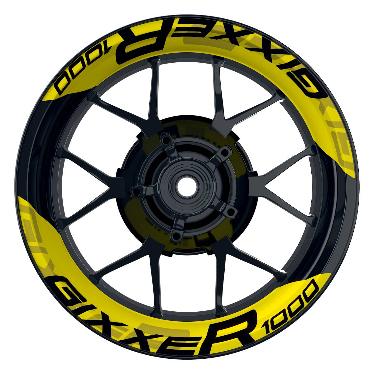 Suzuki GSXR 1000 Felgenaufkleber Gixxer 1000 einfarbig V2 Wheelsticker Premium geteilt gelb