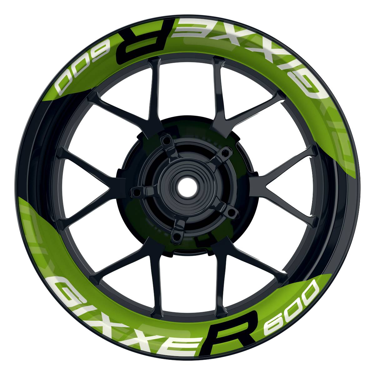 Suzuki GSXR 600 Felgenaufkleber GIXXER 600 einfarbig V2 Wheelsticker Premium geteilt grün
