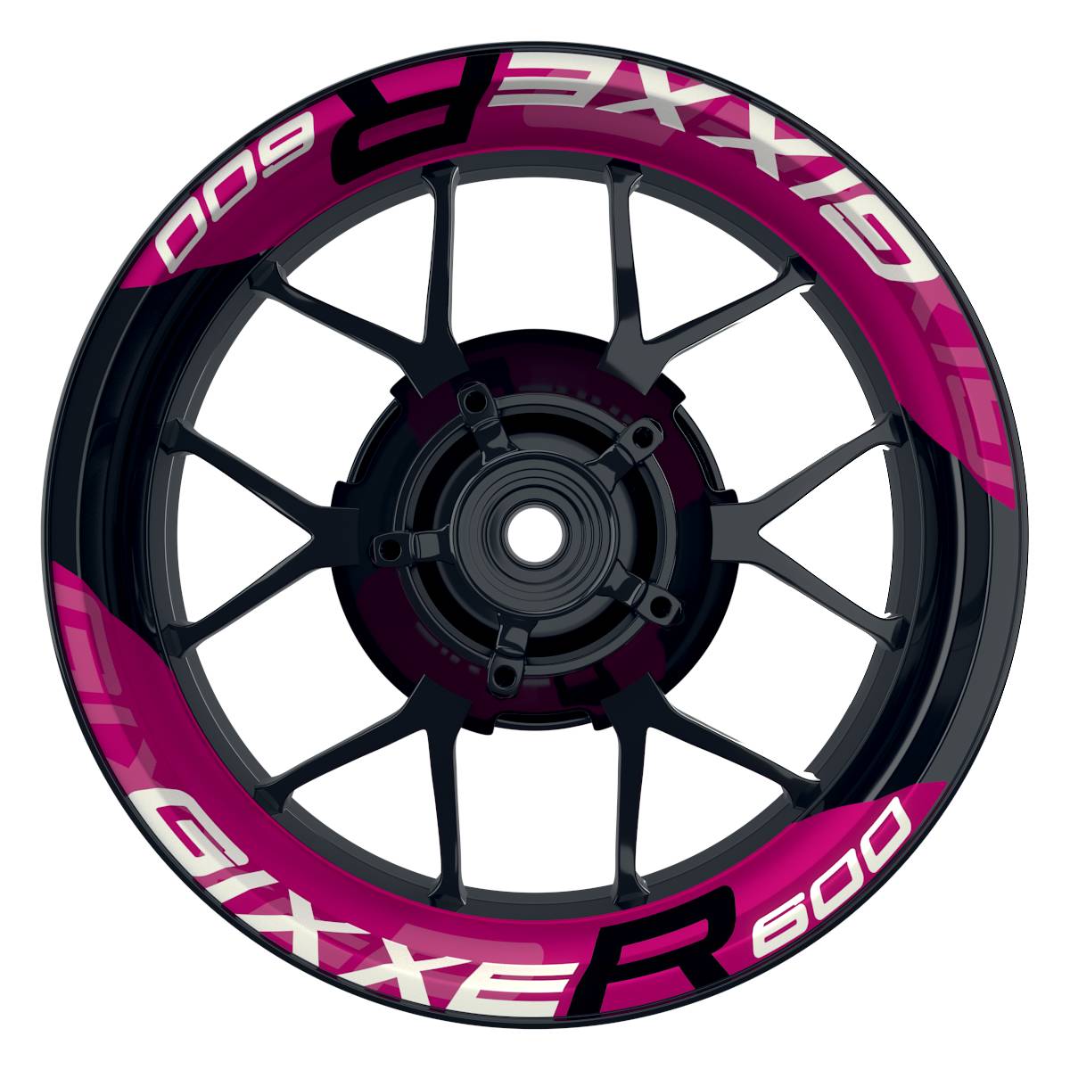 Suzuki GSXR 600 Felgenaufkleber GIXXER 600 einfarbig V2 Wheelsticker Premium geteilt pink