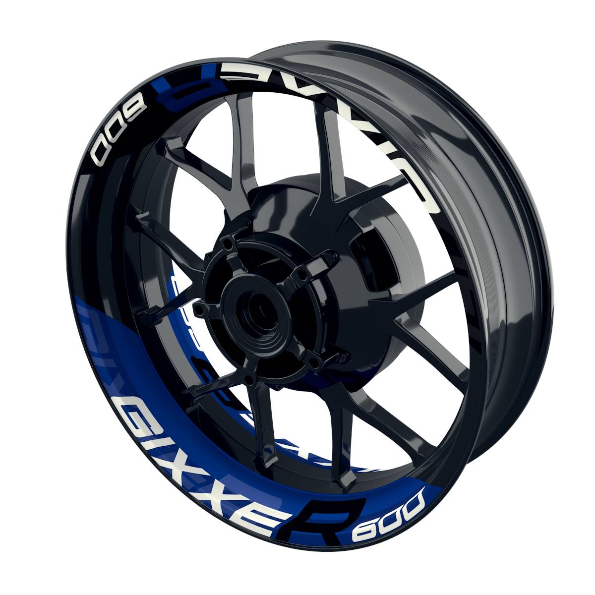 Suzuki GSXR 600 Felgenaufkleber GIXXER 600 halb halb V2 Wheelsticker Premium geteilt blau