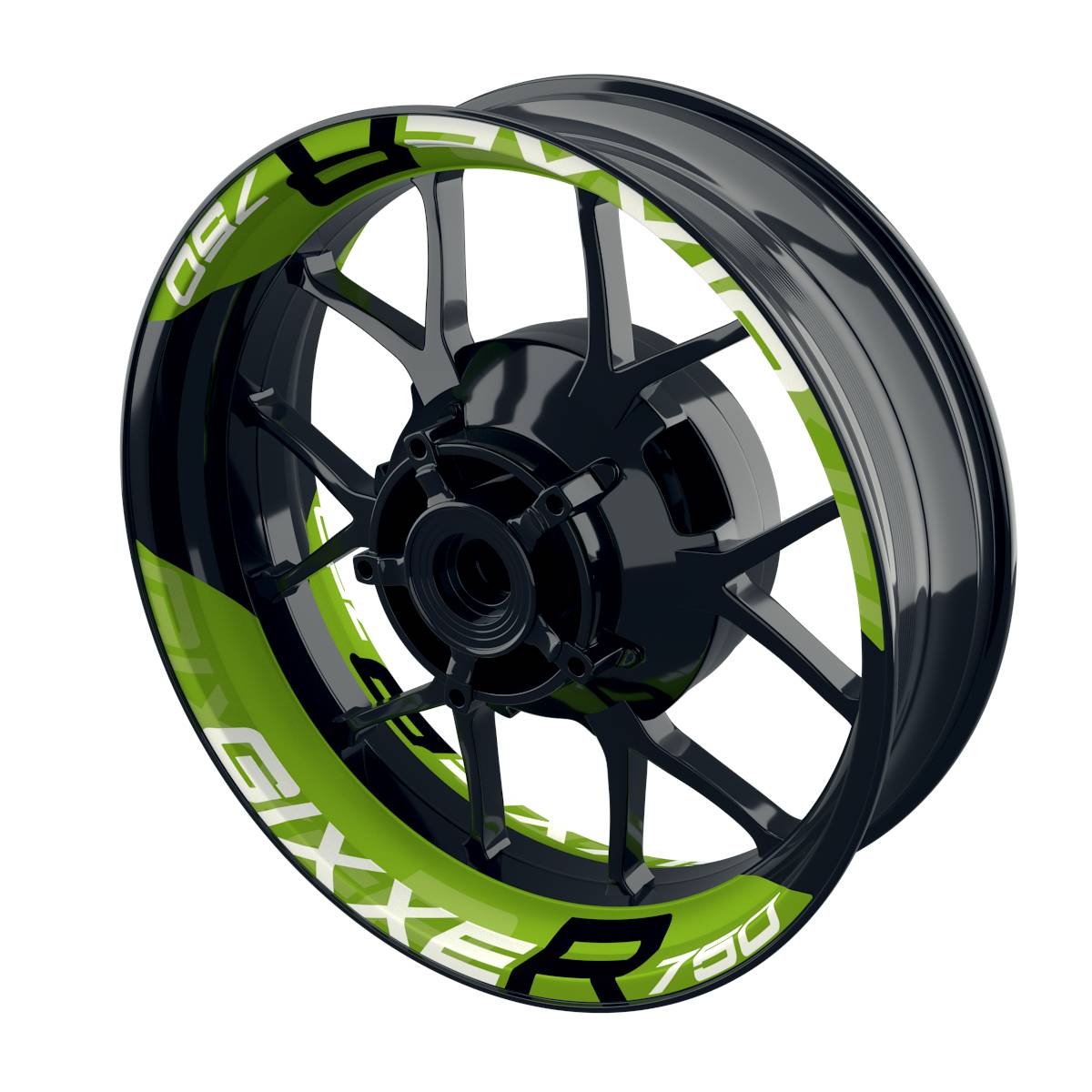 Suzuki GSXR 750 Felgenaufkleber GIXXER 750 einfarbig V2 Wheelsticker Premium geteilt grün