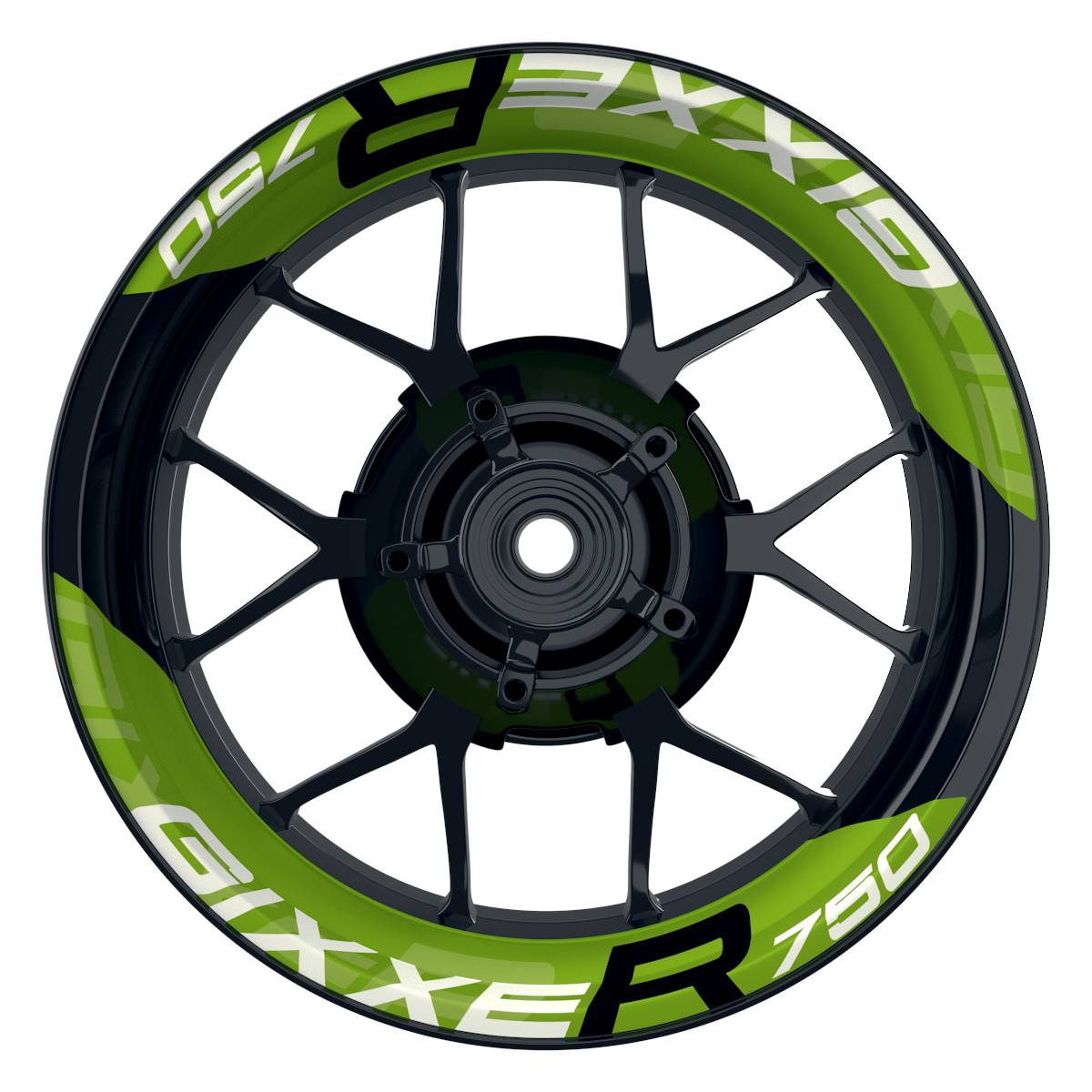 Suzuki GSXR 750 Felgenaufkleber GIXXER 750 einfarbig V2 Wheelsticker Premium geteilt grün