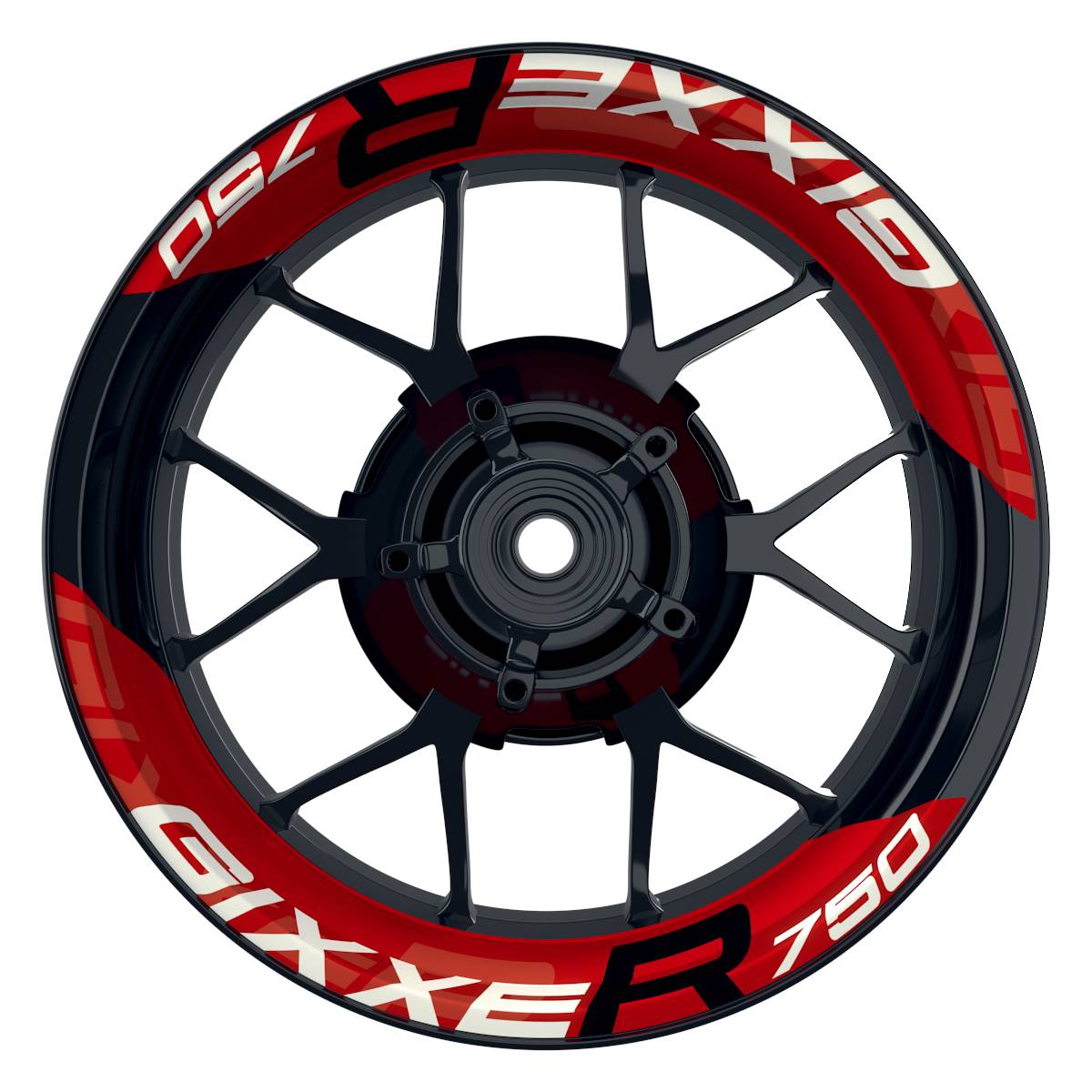 Suzuki GSXR 750 Felgenaufkleber GIXXER 750 einfarbig V2 Wheelsticker Premium geteilt rot