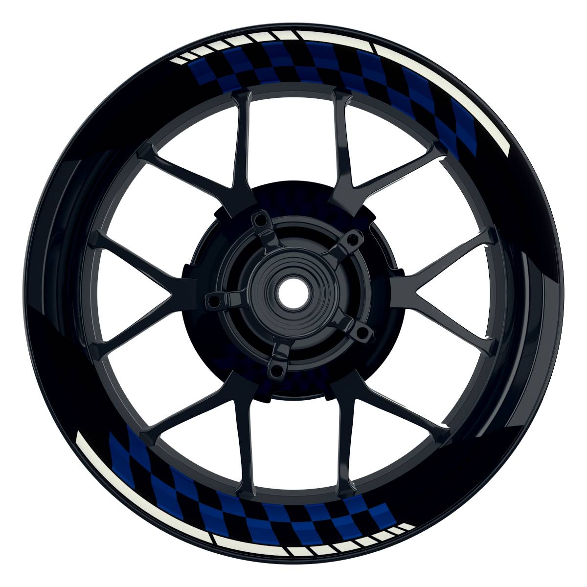 Felgenaufkleber GRID schwarz Wheelsticker Premium geteilt blau
