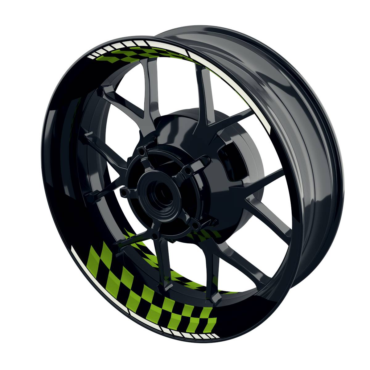 Felgenaufkleber GRID schwarz Wheelsticker Premium geteilt grün