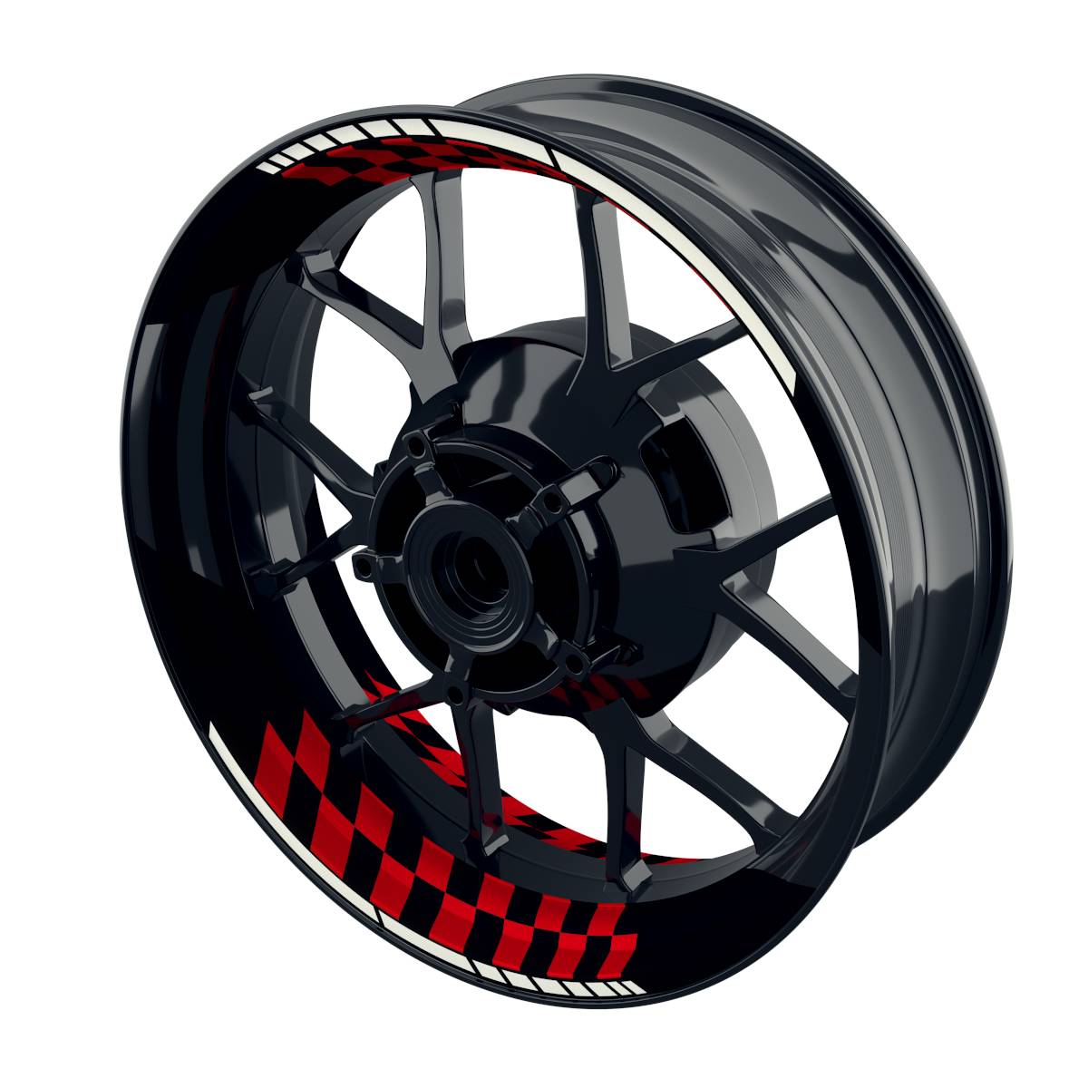 Felgenaufkleber GRID schwarz Wheelsticker Premium geteilt rot