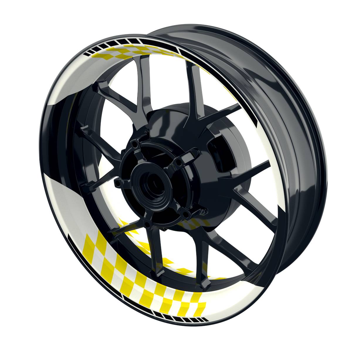 Felgenaufkleber GRID weiss Wheelsticker Premium geteilt gelb