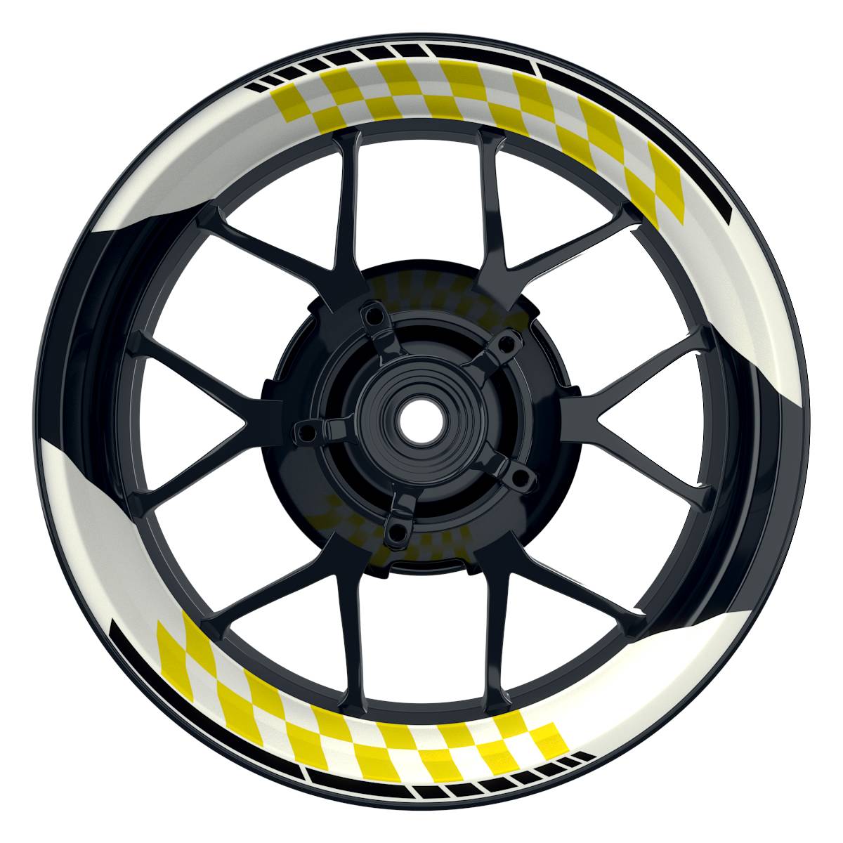 Felgenaufkleber GRID weiss Wheelsticker Premium geteilt gelb