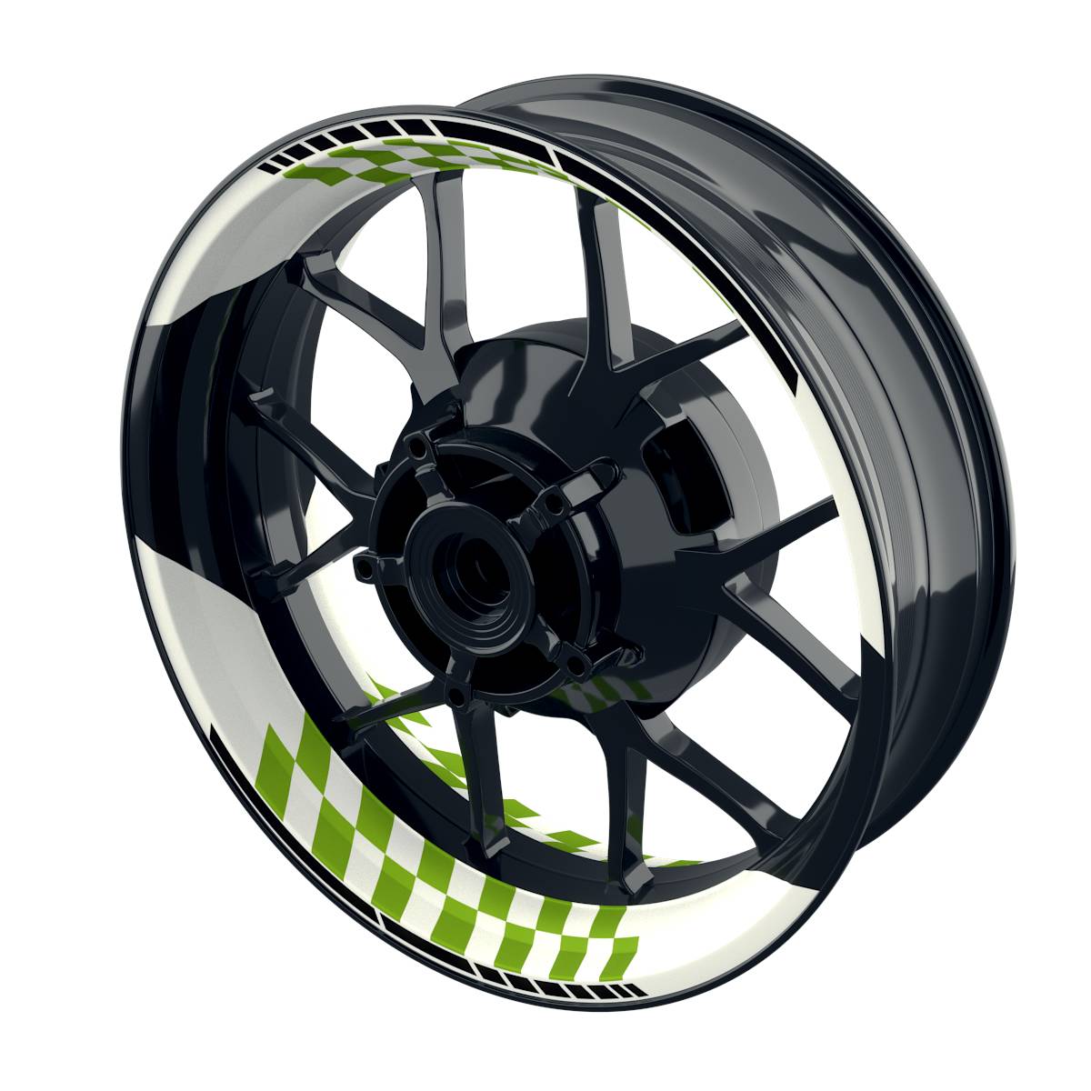 Felgenaufkleber GRID weiss Wheelsticker Premium geteilt grün