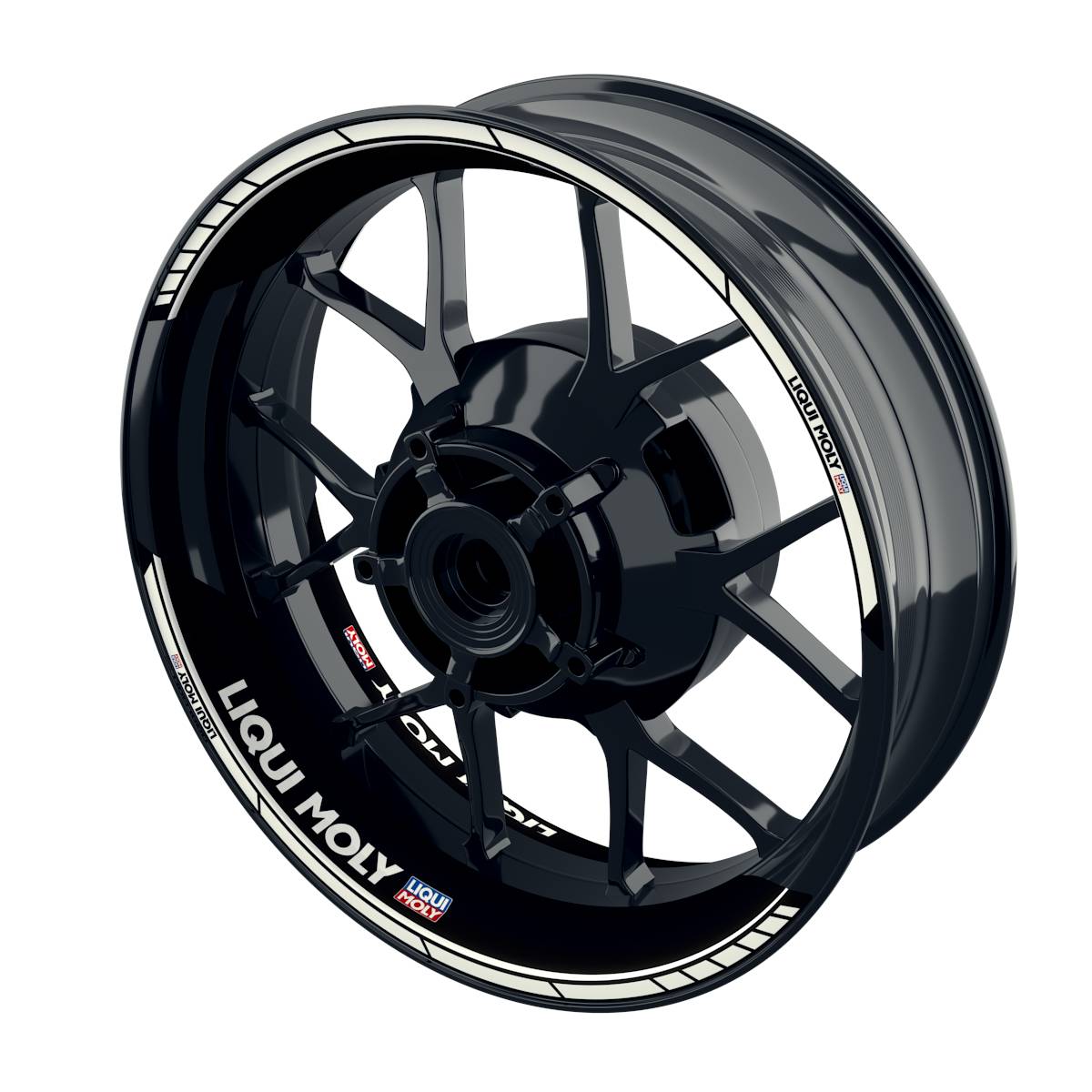 Felgenaufkleber Liqui Moly Design Clean schwarz Premium geteilt weiss