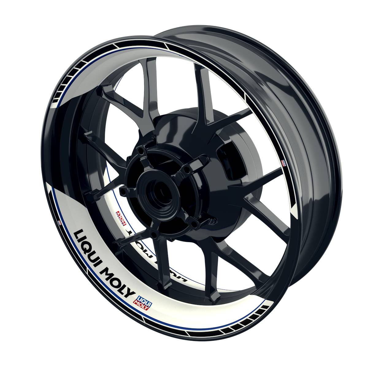 Felgenaufkleber Liqui Moly Design Clean weiss Premium geteilt blau
