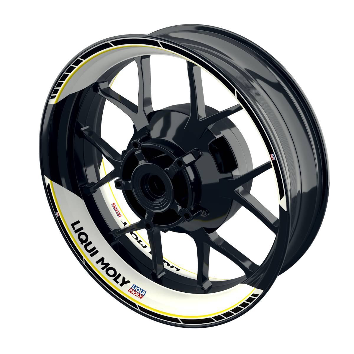 Felgenaufkleber Liqui Moly Design Clean weiss Premium geteilt gelb