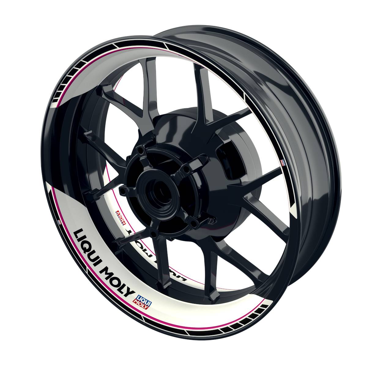 Felgenaufkleber Liqui Moly Design Clean weiss Premium geteilt pink