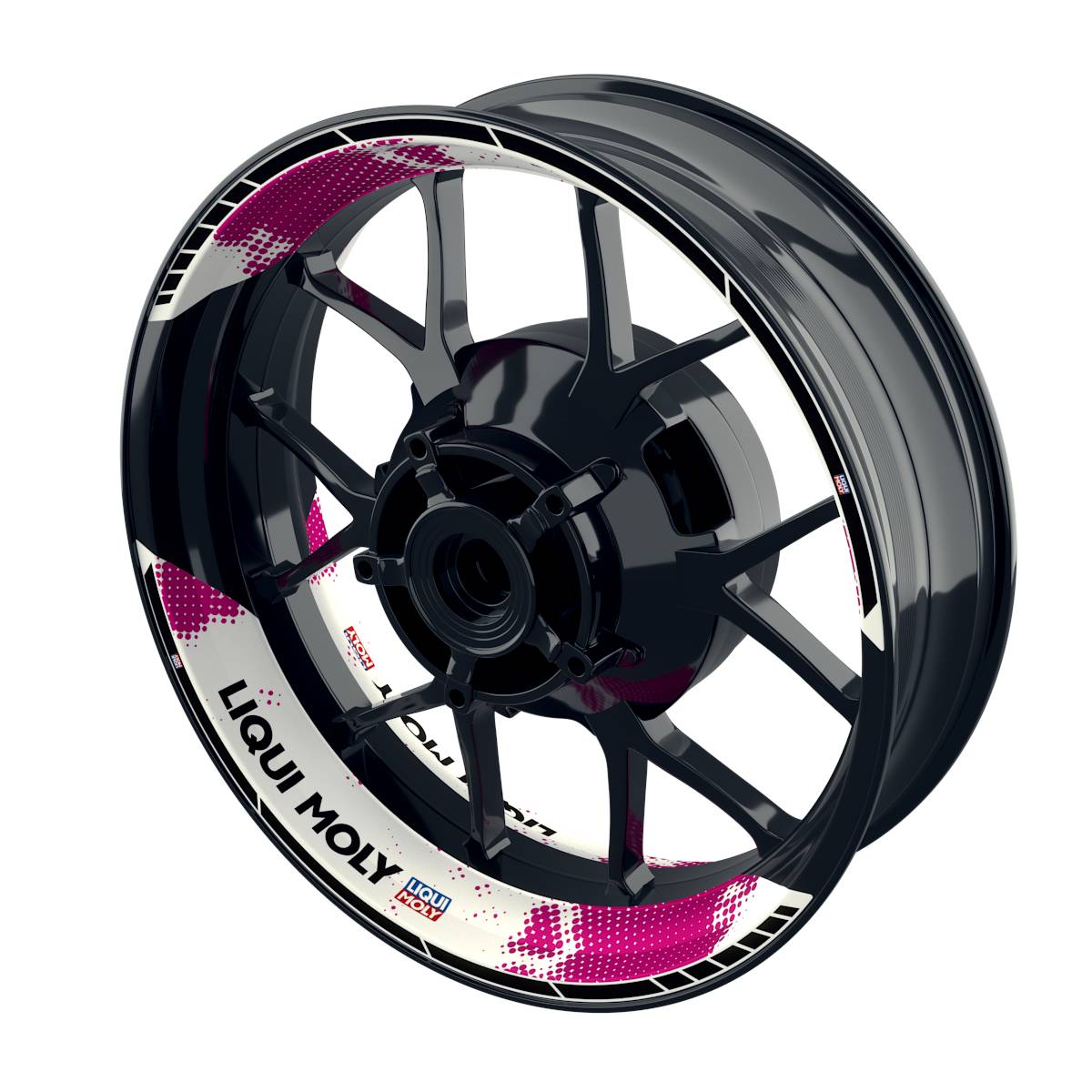 Felgenaufkleber Liqui Moly Design Dots weiss Premium geteilt pink