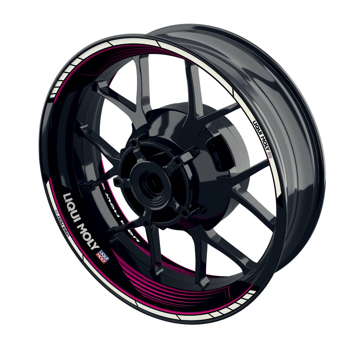 Felgenaufkleber Liqui Moly Design SAW schwarz Premium geteilt pink