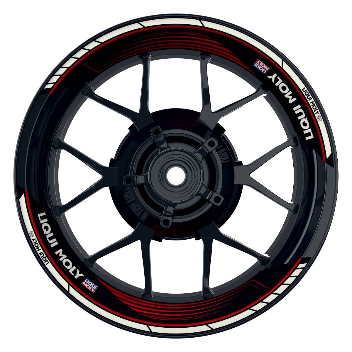 Felgenaufkleber Liqui Moly Design SAW schwarz Premium geteilt rot