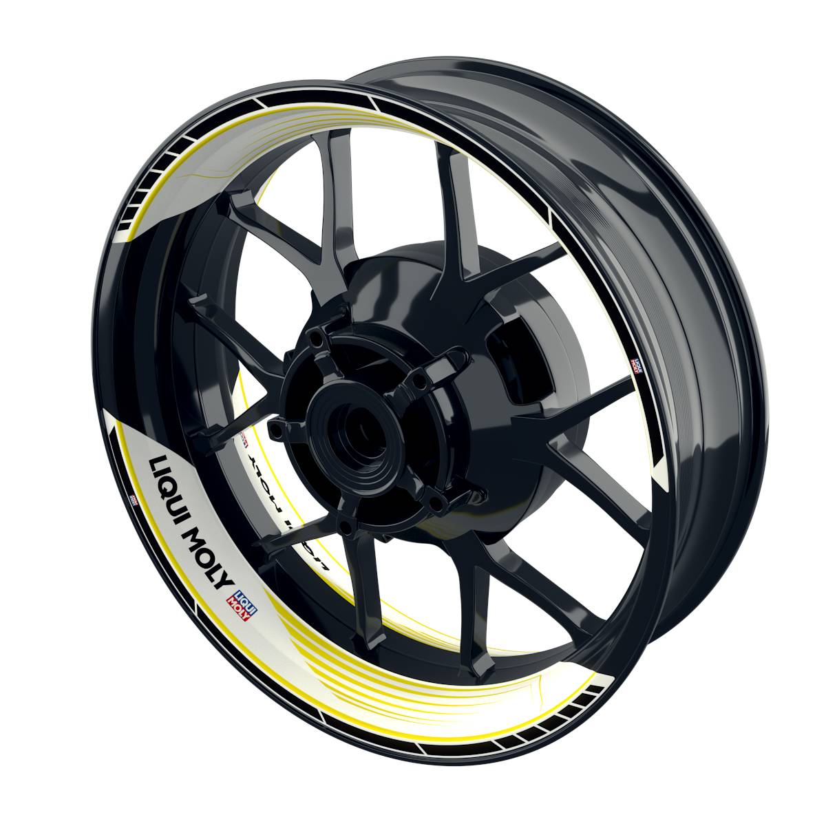 Felgenaufkleber Liqui Moly Design SAW weiss Premium geteilt gelb