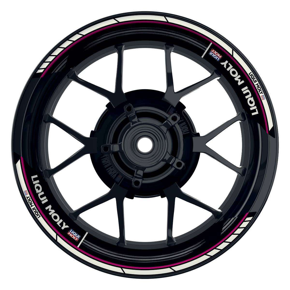 Felgenaufkleber Liqui Moly Design Scratched schwarz Premium geteilt pink