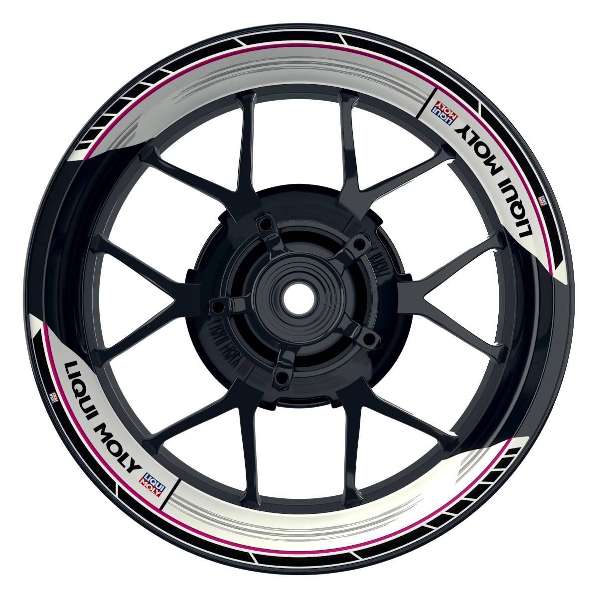 Felgenaufkleber Liqui Moly Design Scratched weiss Premium geteilt pink