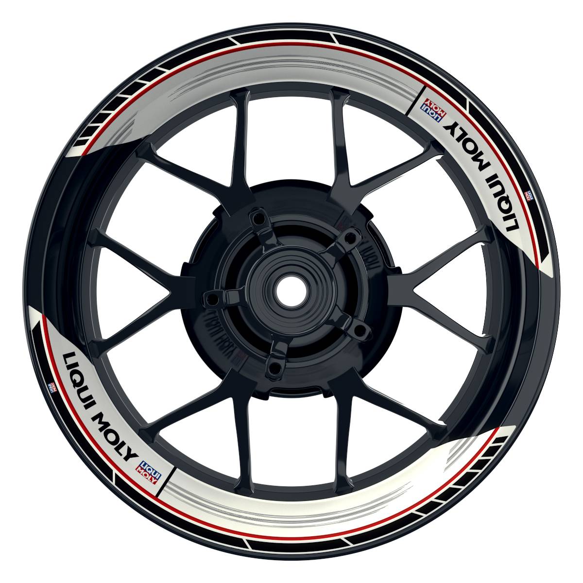 Felgenaufkleber Liqui Moly Design Scratched weiss Premium geteilt rot