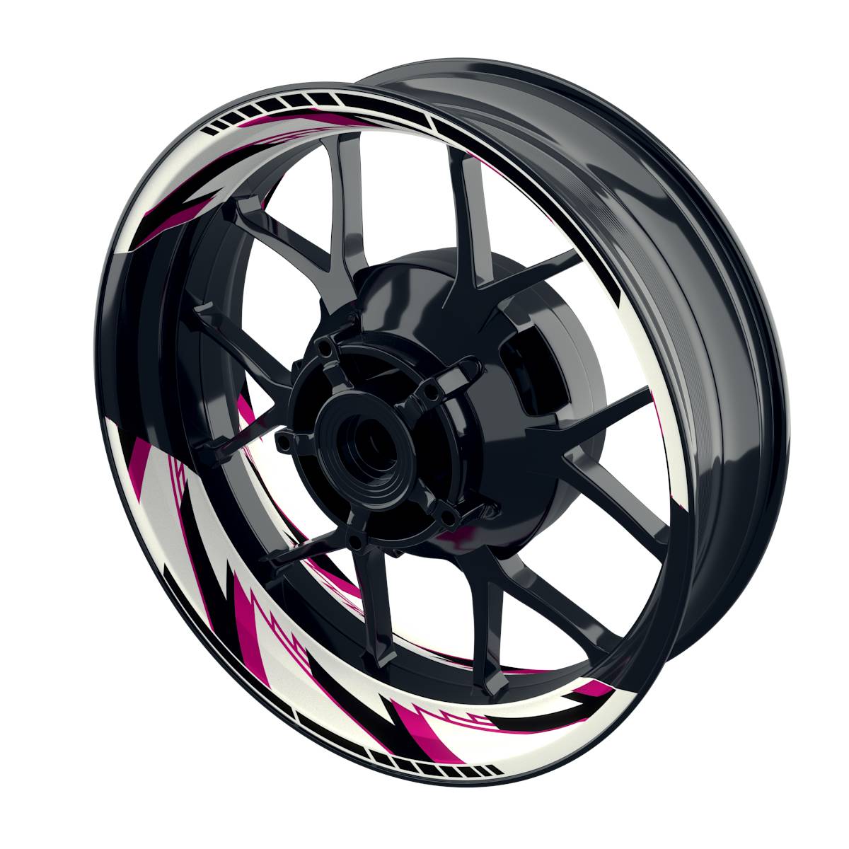 Felgenaufkleber RAZOR weiss Wheelsticker Premium geteilt pink