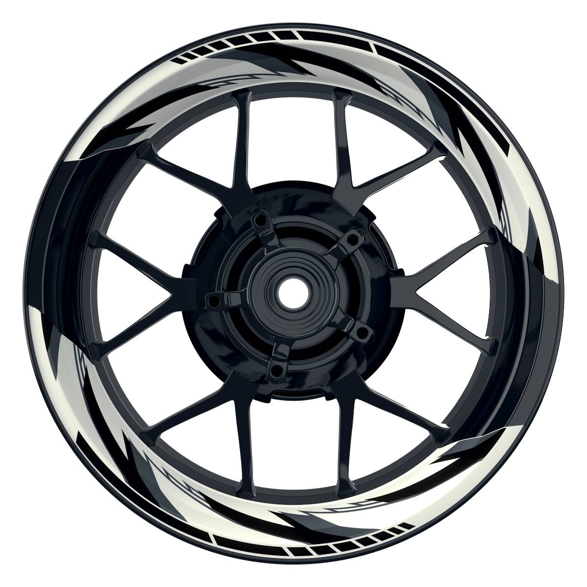 Felgenaufkleber RAZOR weiss Wheelsticker Premium geteilt schwarz