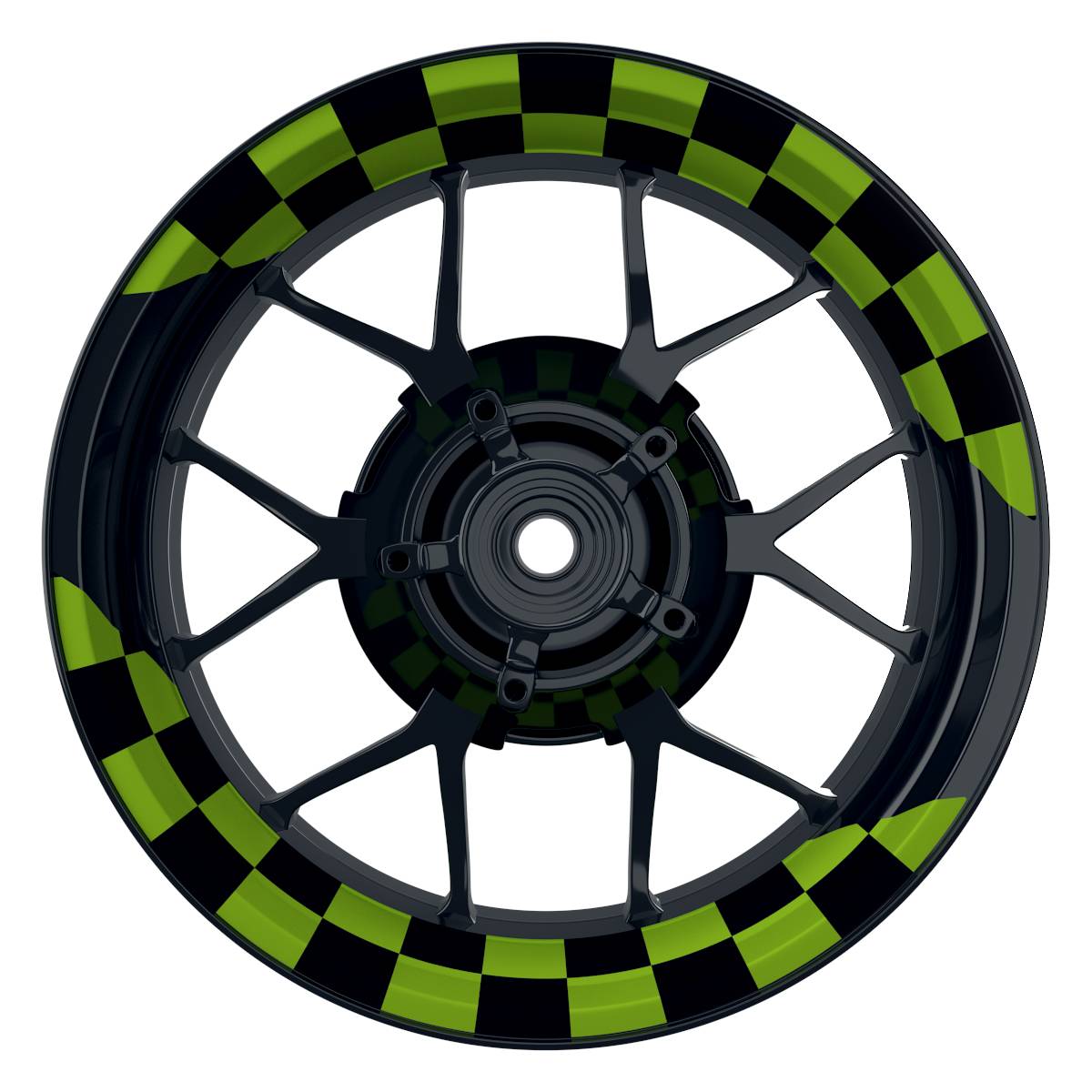 Felgenaufkleber Racingflag schwarz Wheelsticker Premium geteilt grün
