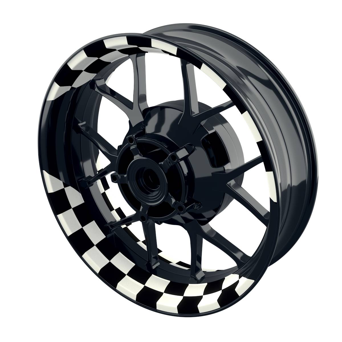 Felgenaufkleber Racingflag schwarz Wheelsticker Premium geteilt weiss