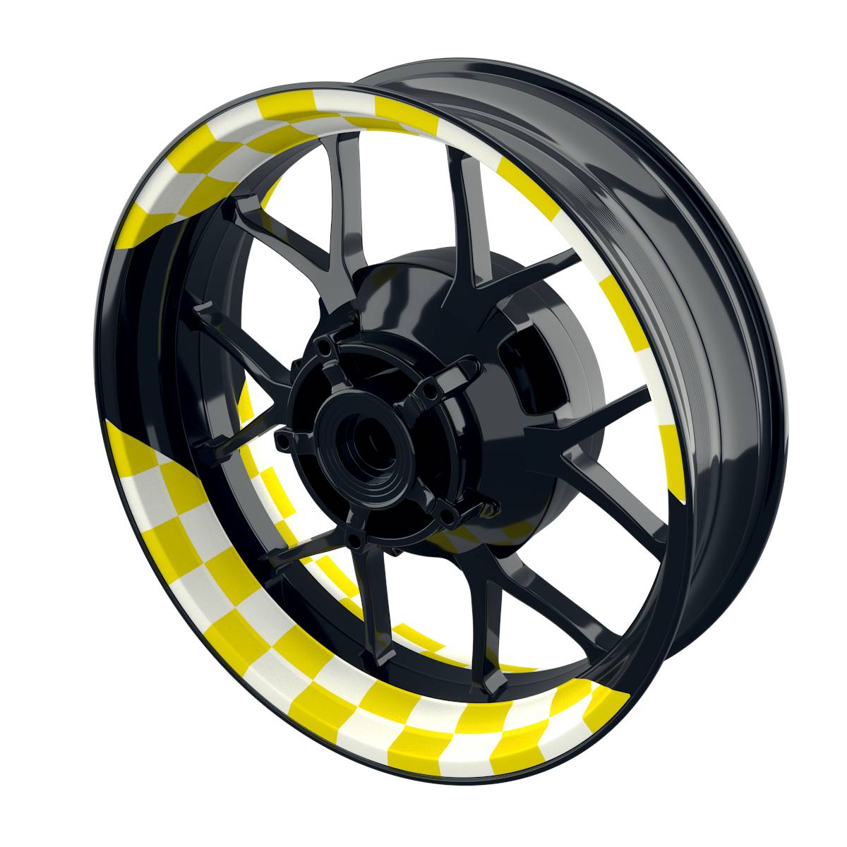 Felgenaufkleber Racingflag weiss Wheelsticker Premium geteilt gelb