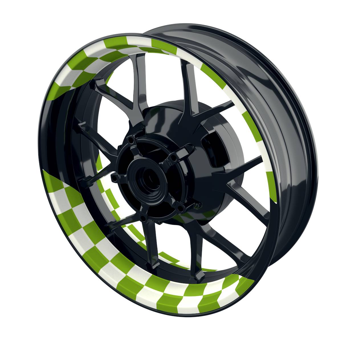 Felgenaufkleber Racingflag weiss Wheelsticker Premium geteilt grün