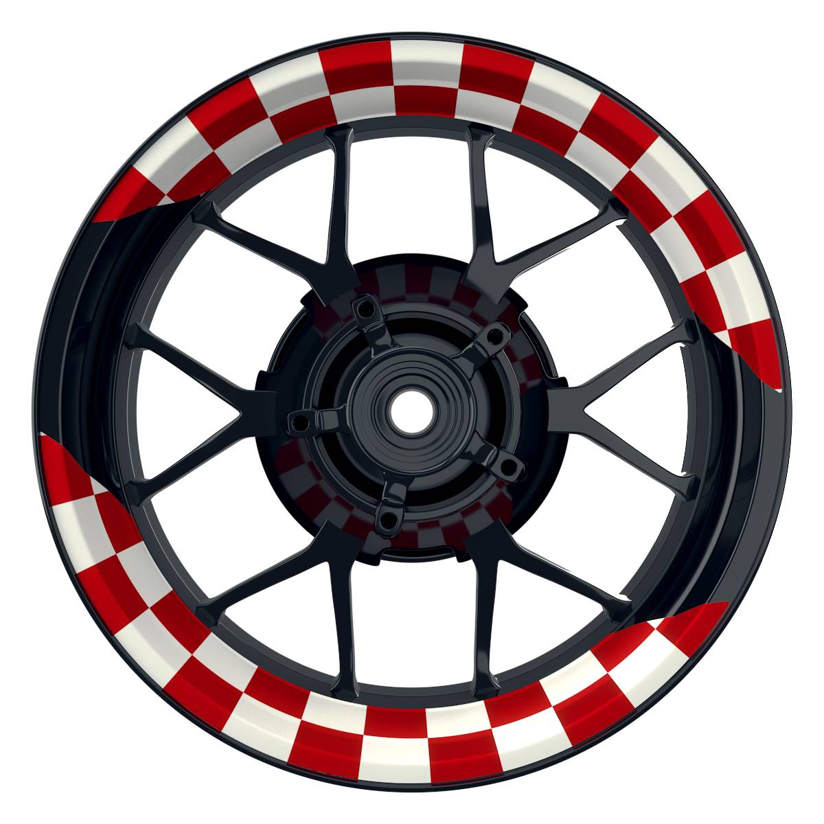 Felgenaufkleber Racingflag weiss Wheelsticker Premium geteilt rot