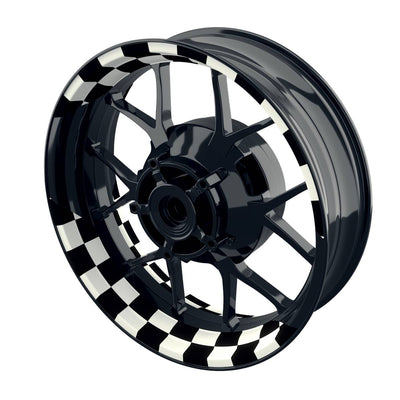 Felgenaufkleber Racingflag weiss Wheelsticker Premium geteilt schwarz