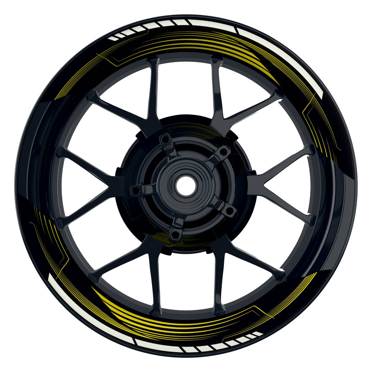 Felgenaufkleber SAW schwarz Wheelsticker Premium geteilt gelb