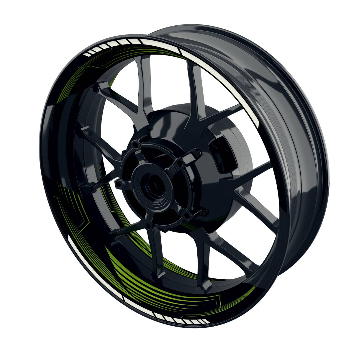 Felgenaufkleber SAW schwarz Wheelsticker Premium geteilt grün