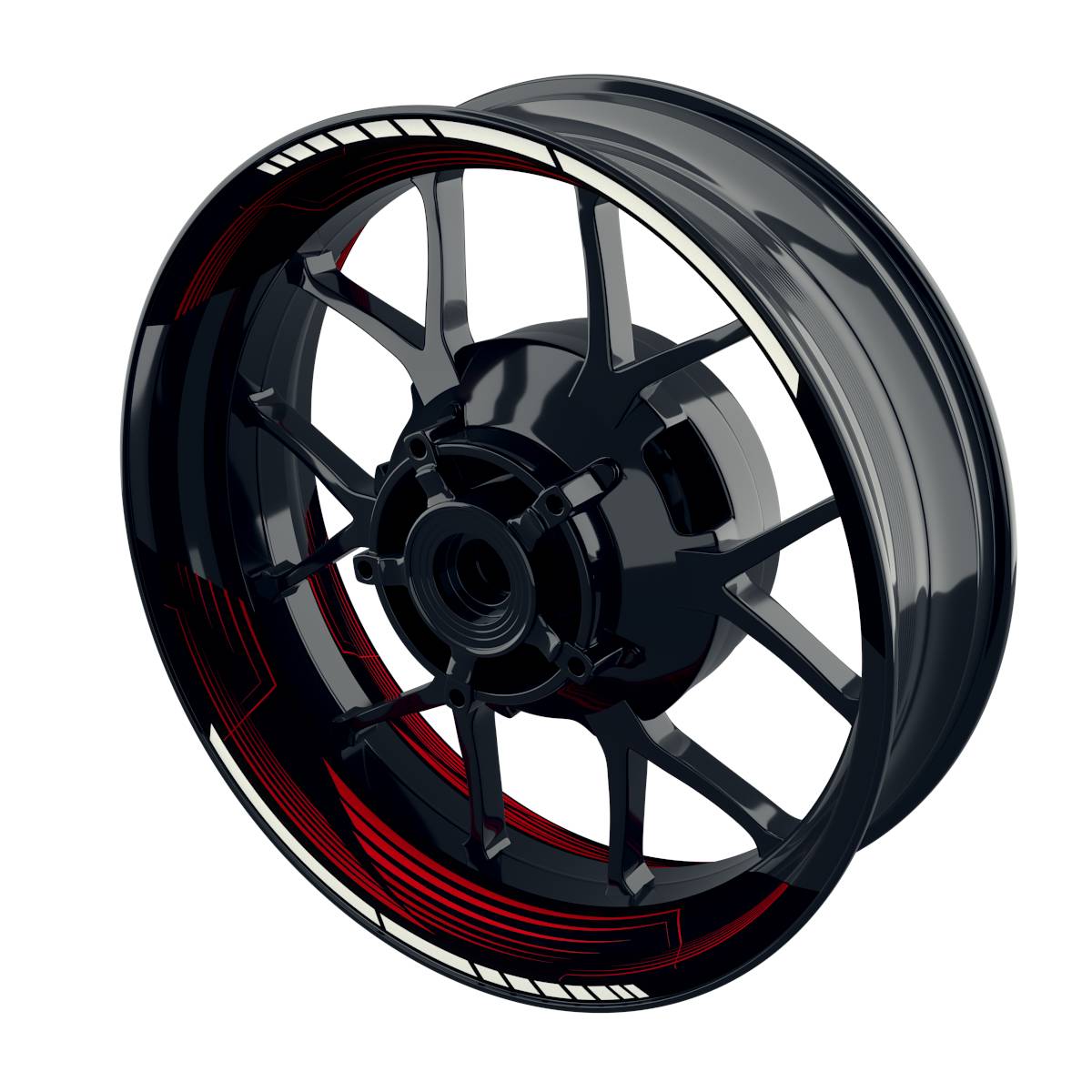 Felgenaufkleber SAW schwarz Wheelsticker Premium geteilt rot