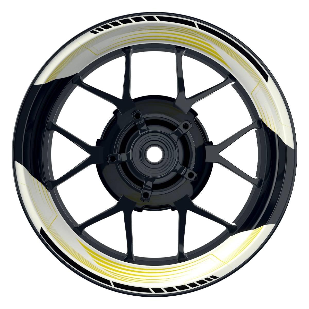Felgenaufkleber SAW weiss Wheelsticker Premium geteilt gelb