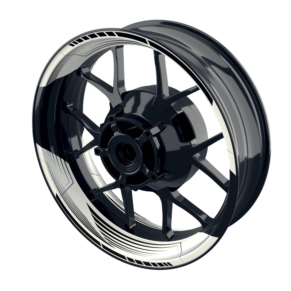 Felgenaufkleber SAW weiss Wheelsticker Premium geteilt schwarz
