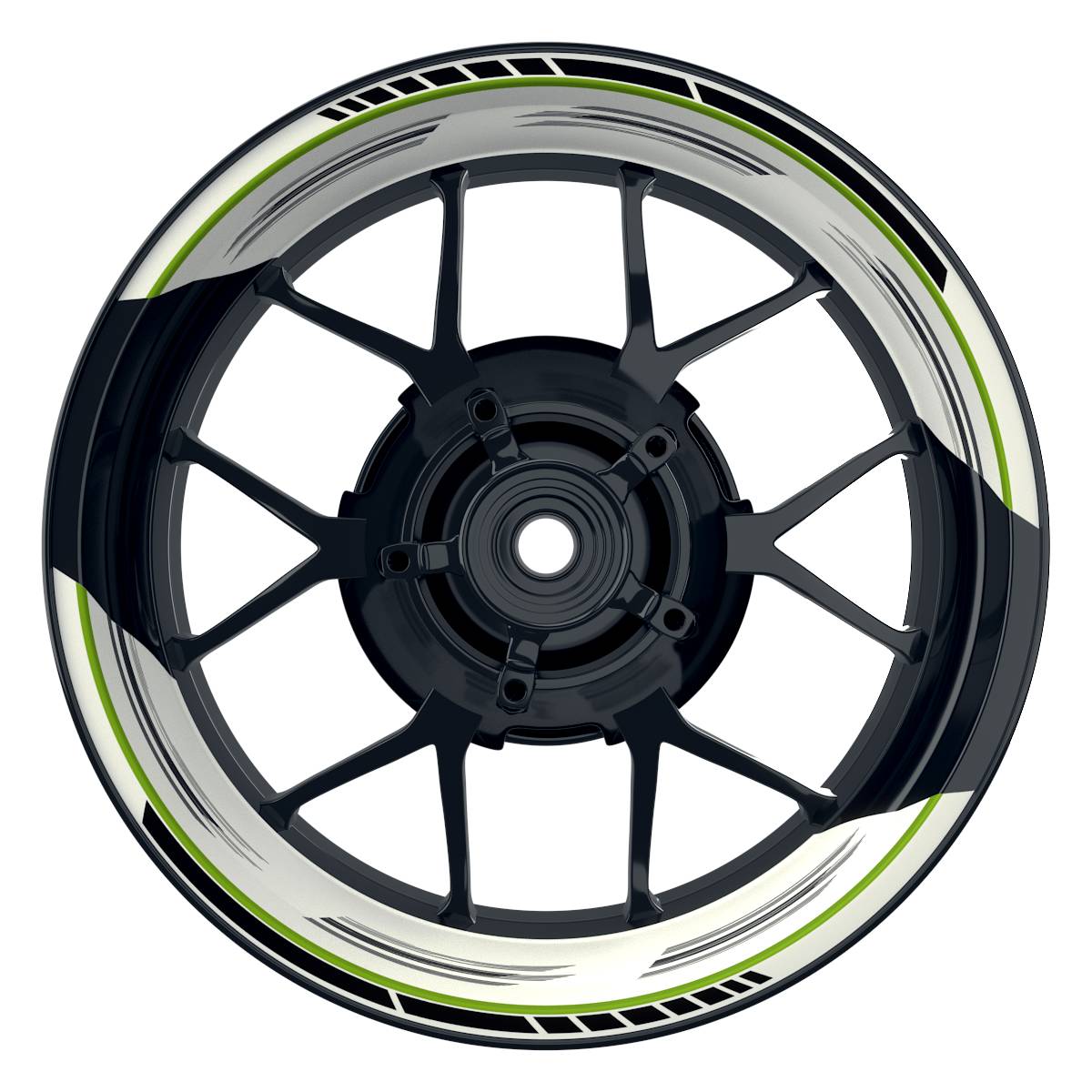 Felgenaufkleber Scratched weiss Wheelsticker Premium geteilt grün