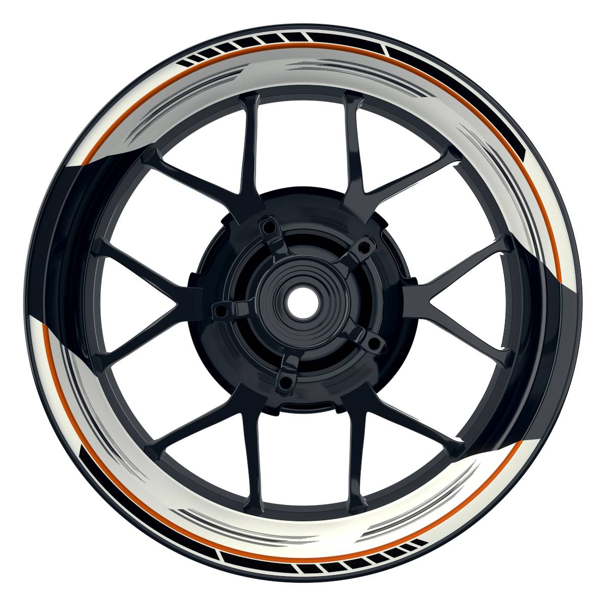Felgenaufkleber Scratched weiss Wheelsticker Premium geteilt orange